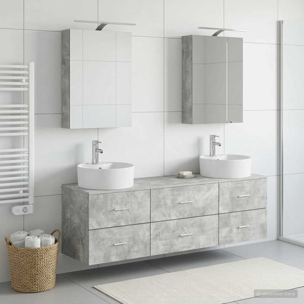 Bathroom Furniture Set 5 pcs Concrete Grey