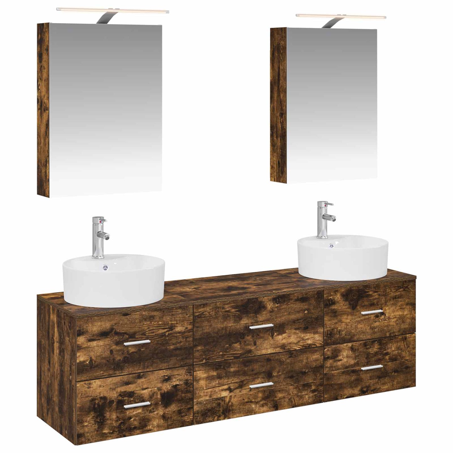 Bathroom Furniture Set 5 pcs Smoked Oak