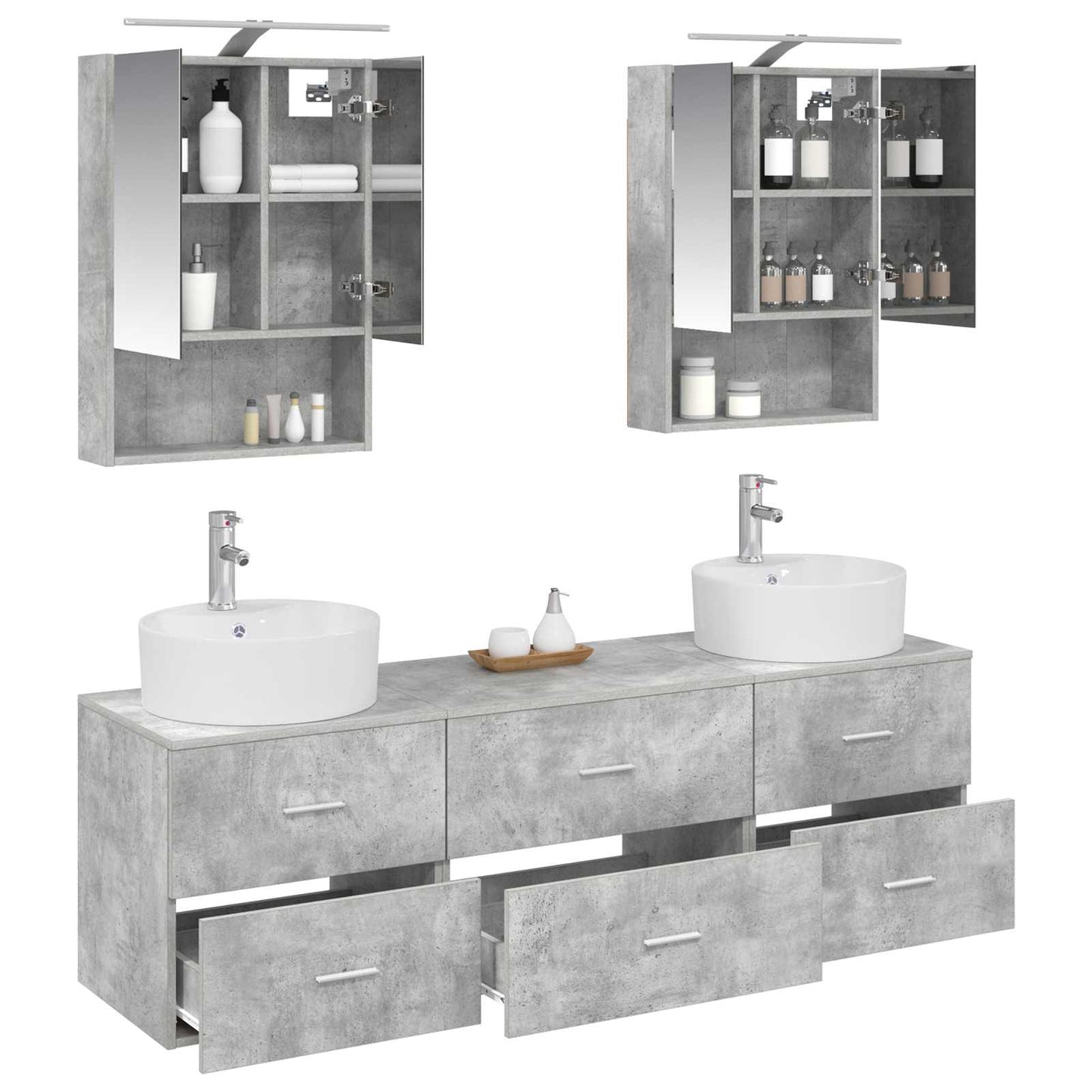 Bathroom Furniture Set 5 pcs Concrete Grey