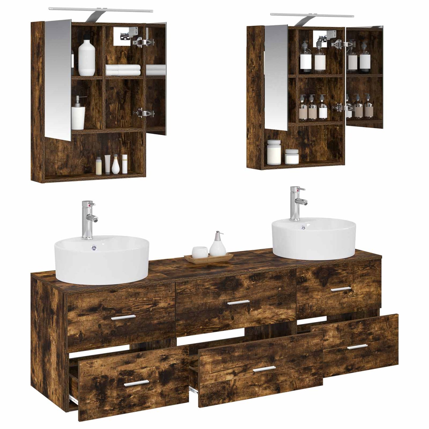 Bathroom Furniture Set 5 pcs Smoked Oak