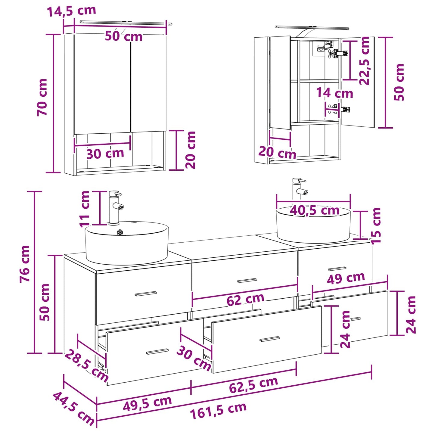 Bathroom Furniture Set 5 pcs Smoked Oak