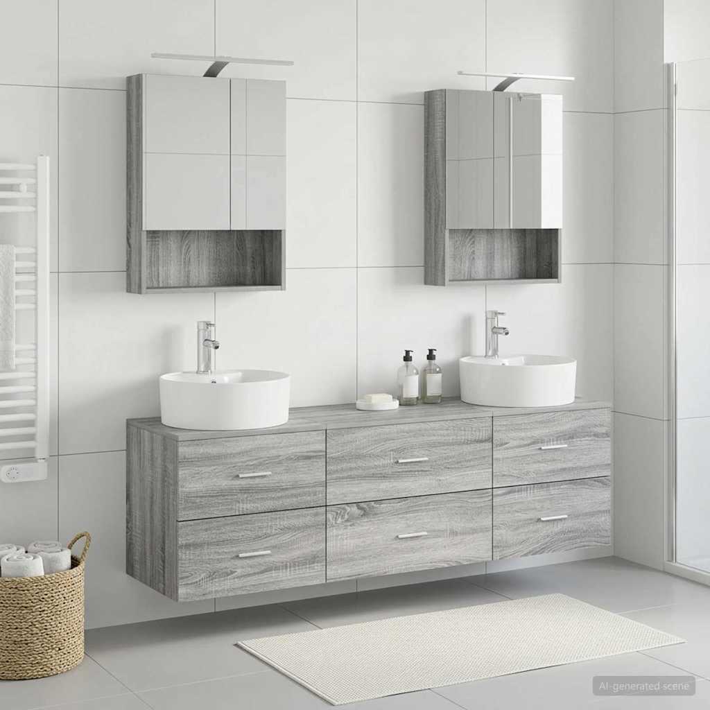 Bathroom Furniture Set 5 pcs Grey Sonoma
