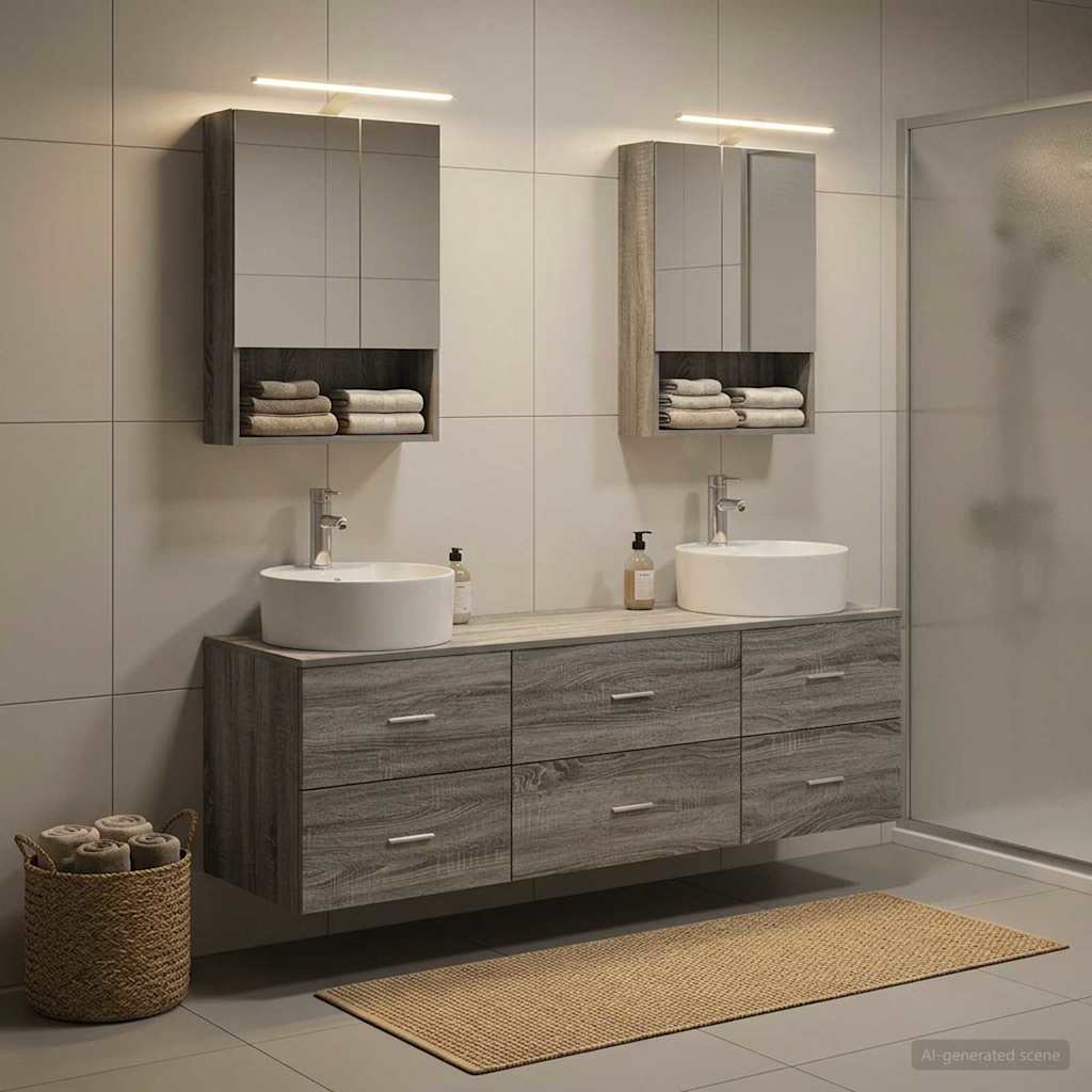 Bathroom Furniture Set 5 pcs Grey Sonoma