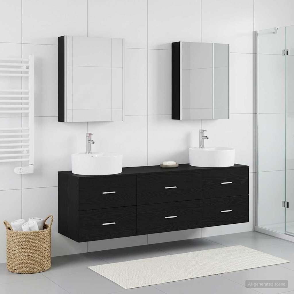 Bathroom Furniture Set 5 pcs Black Oak