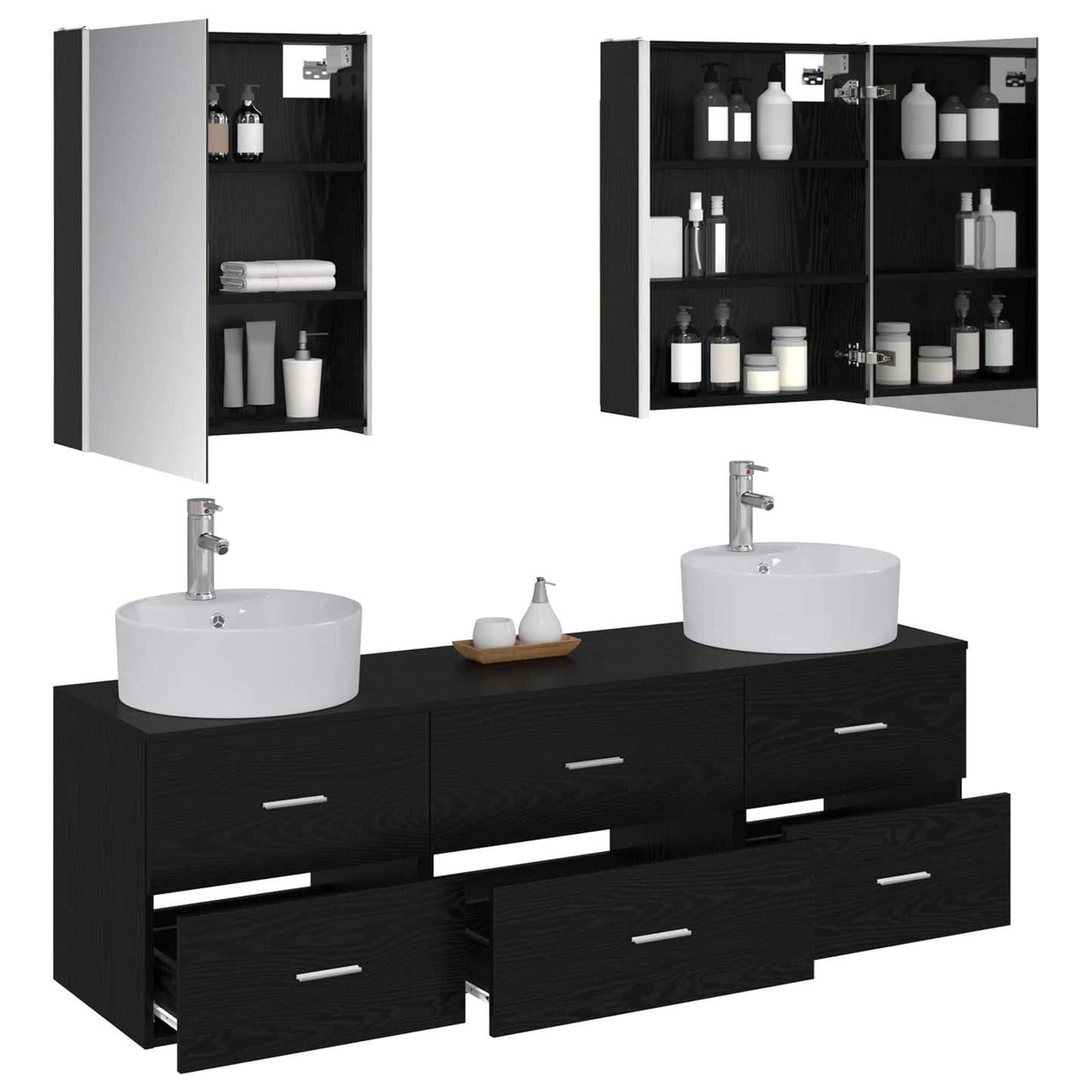 Bathroom Furniture Set 5 pcs Black Oak
