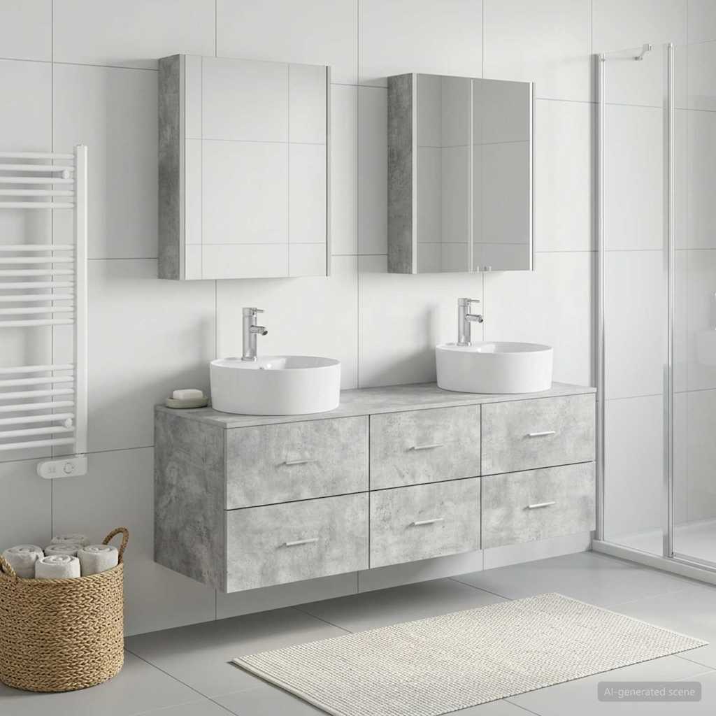 Bathroom Furniture Set 5 pcs Concrete Grey