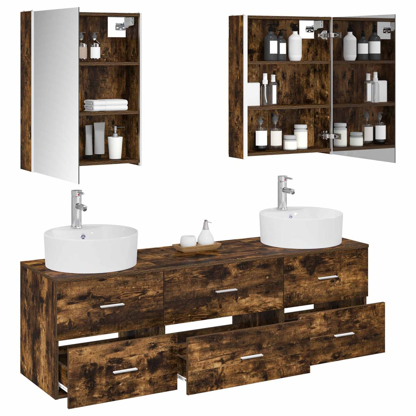 Bathroom Furniture Set 5 pcs Smoked Oak