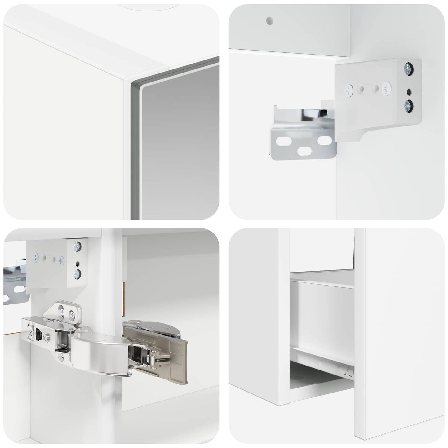 Bathroom Furniture Set 4 pcs White Engineered Wood and Glass