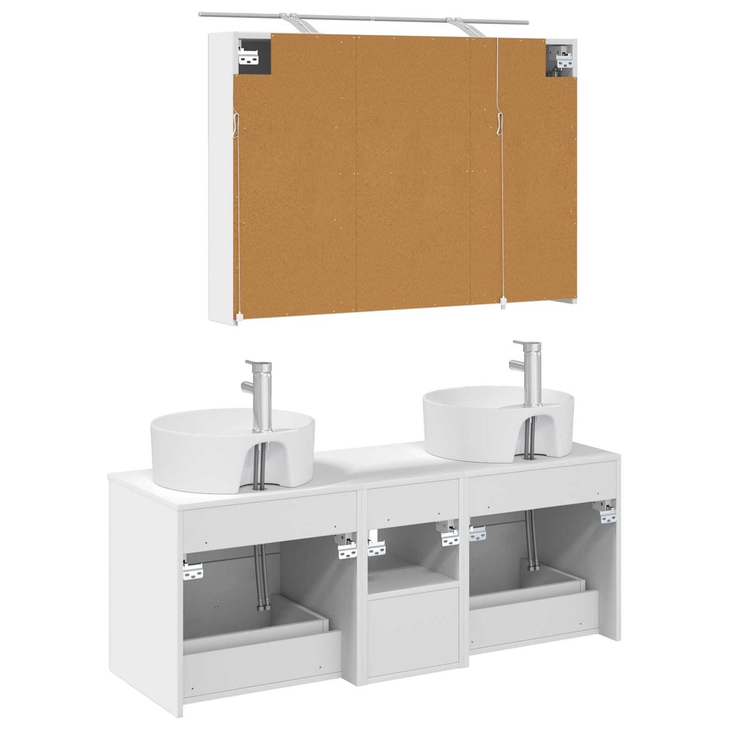 Bathroom Furniture Set 4 pcs White Engineered Wood and Glass
