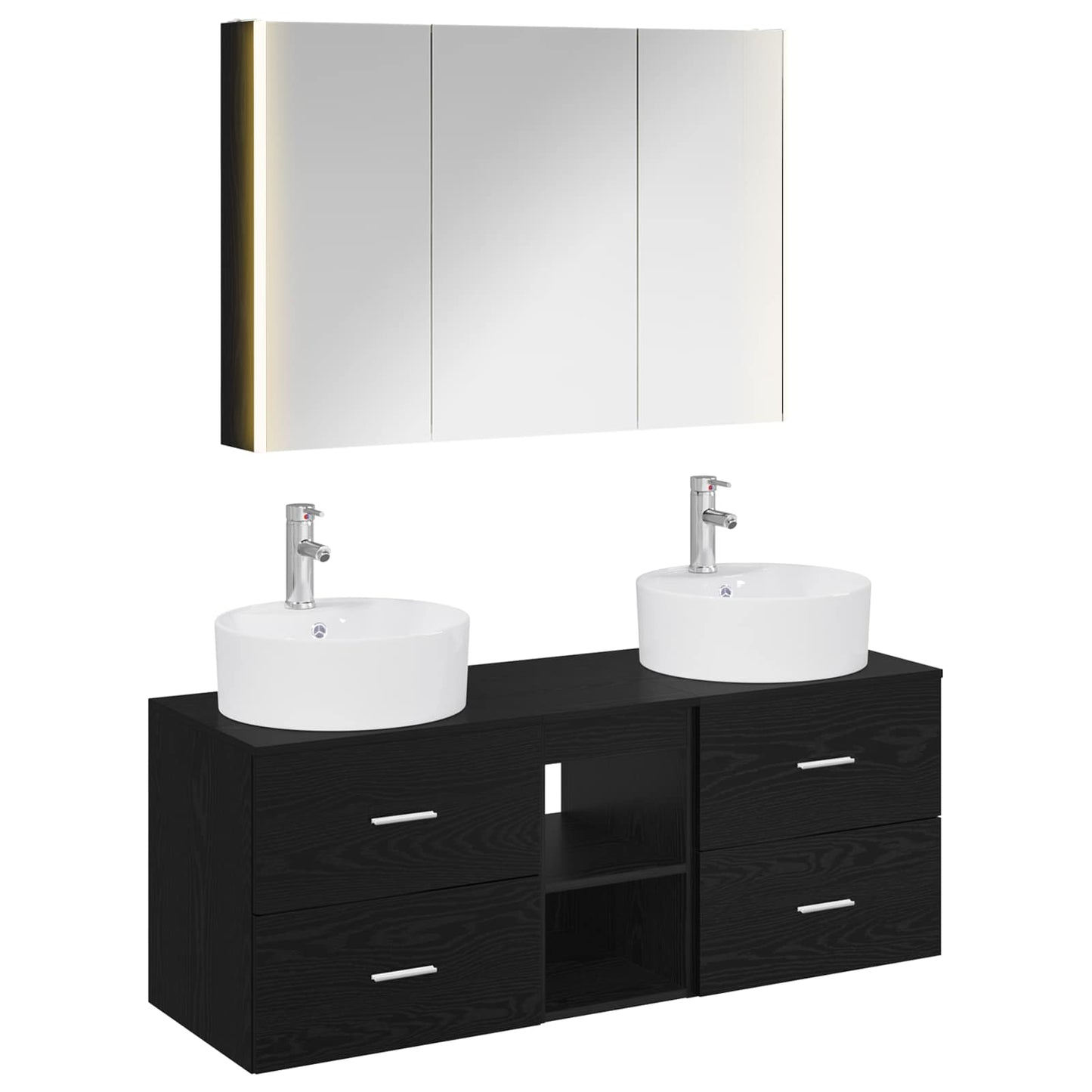 Bathroom Furniture Set 4 pcs Black Oak
