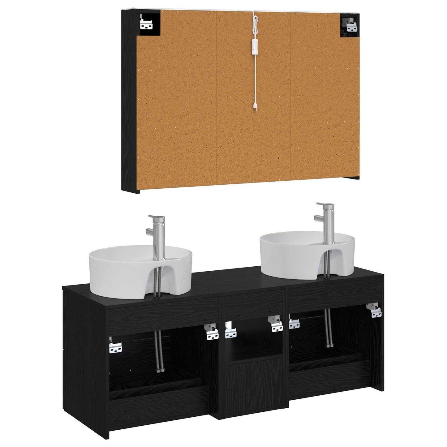 Bathroom Furniture Set 4 pcs Black Oak