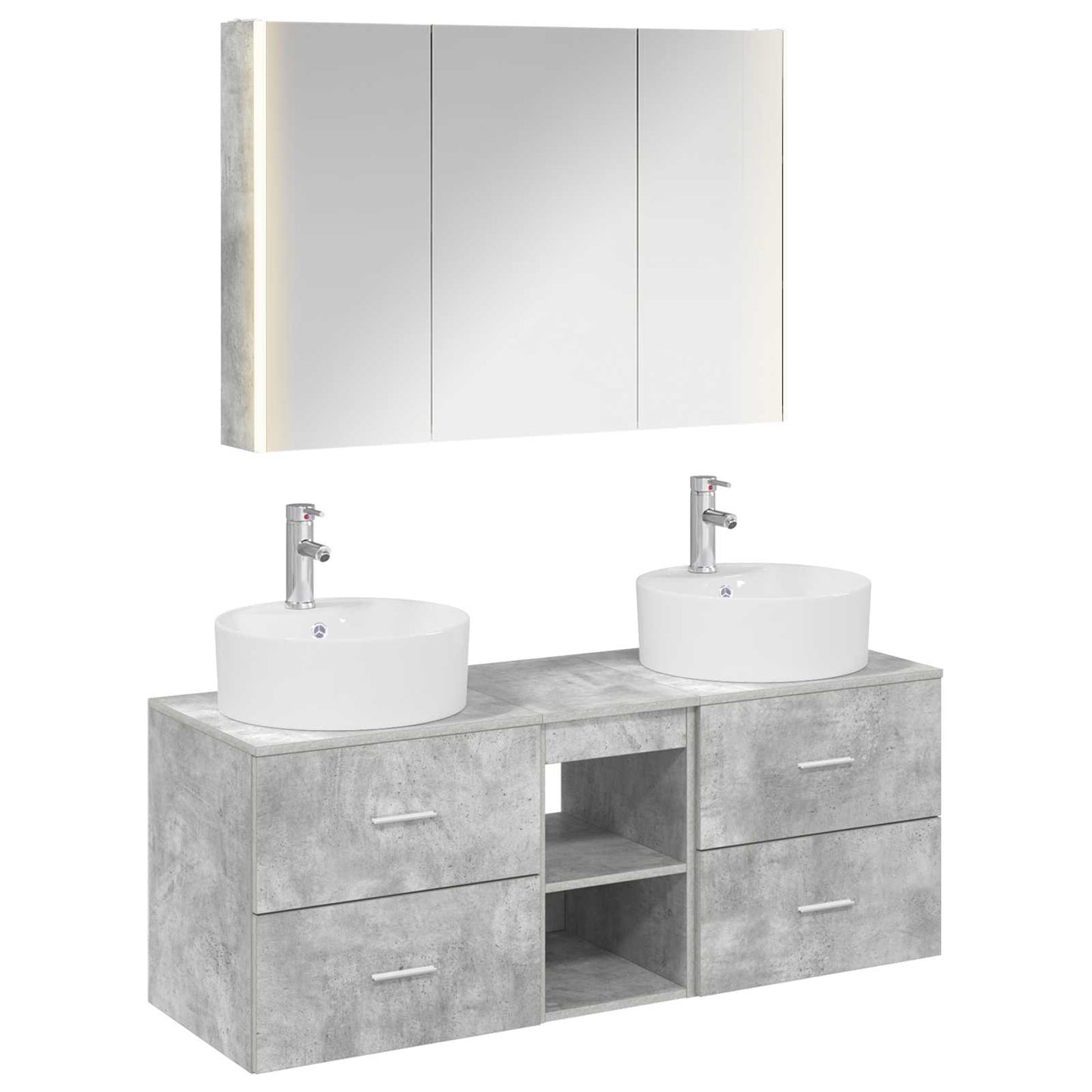 Bathroom Furniture Set 4 pcs Concrete Grey
