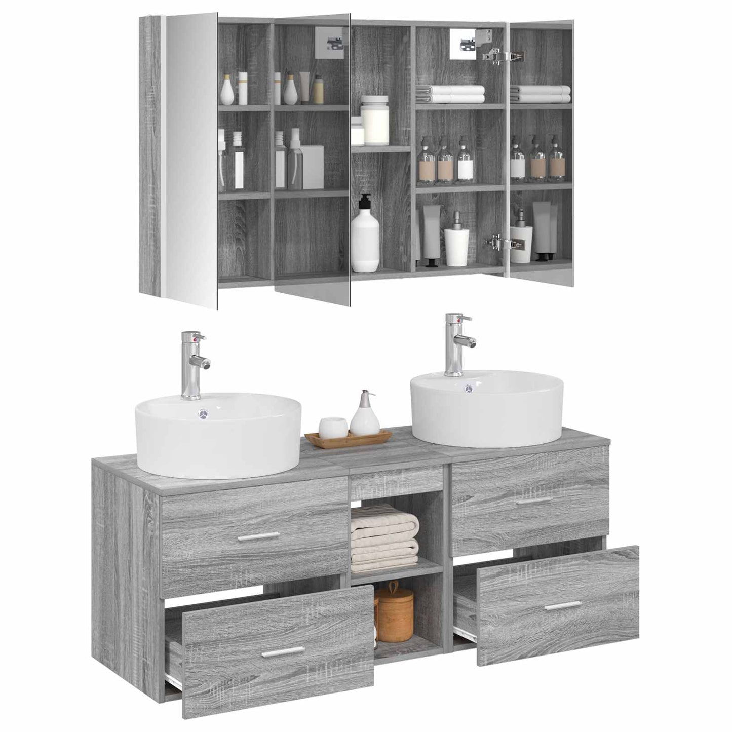 Bathroom Furniture Set 4 pcs Grey Sonoma