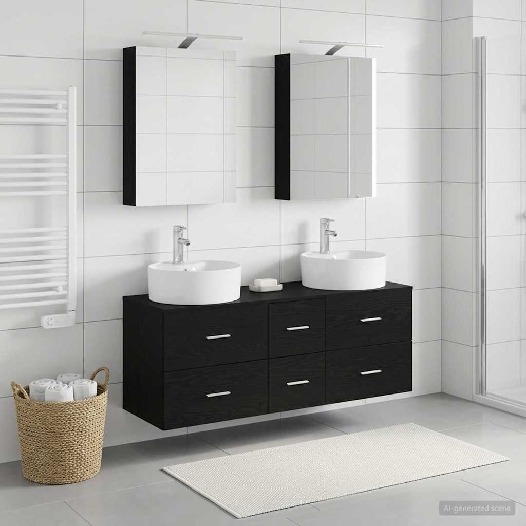 Bathroom Furniture Set 5 pcs Black Oak
