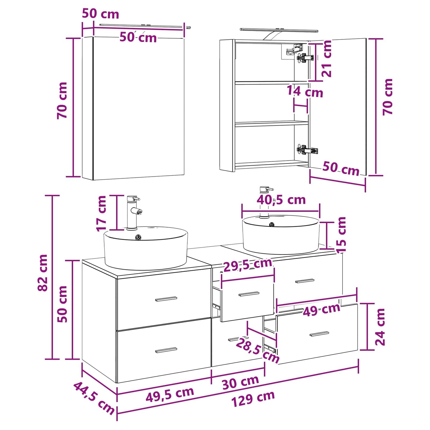 Bathroom Furniture Set 5 pcs Artisan Oak