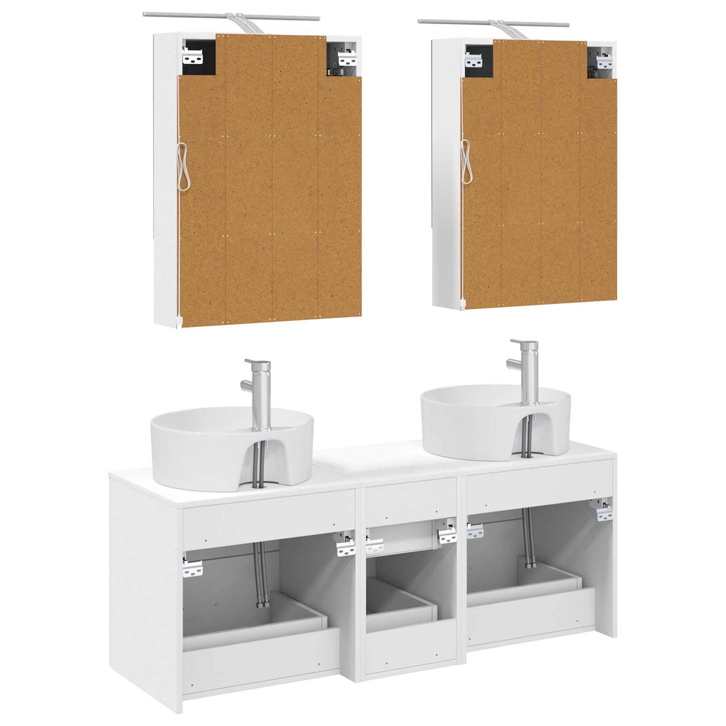 Bathroom Furniture Set 5 pcs White Engineered Wood and Glass