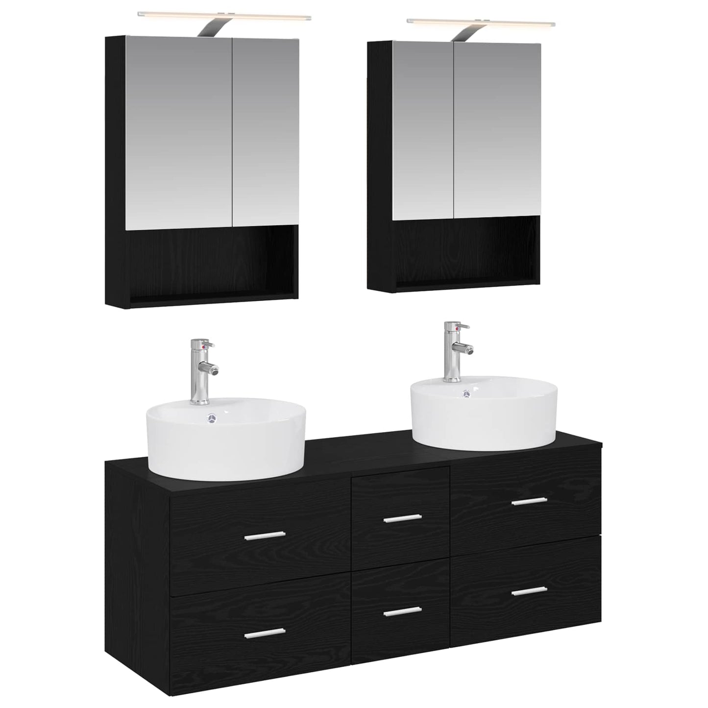 Bathroom Furniture Set 5 pcs Black Oak