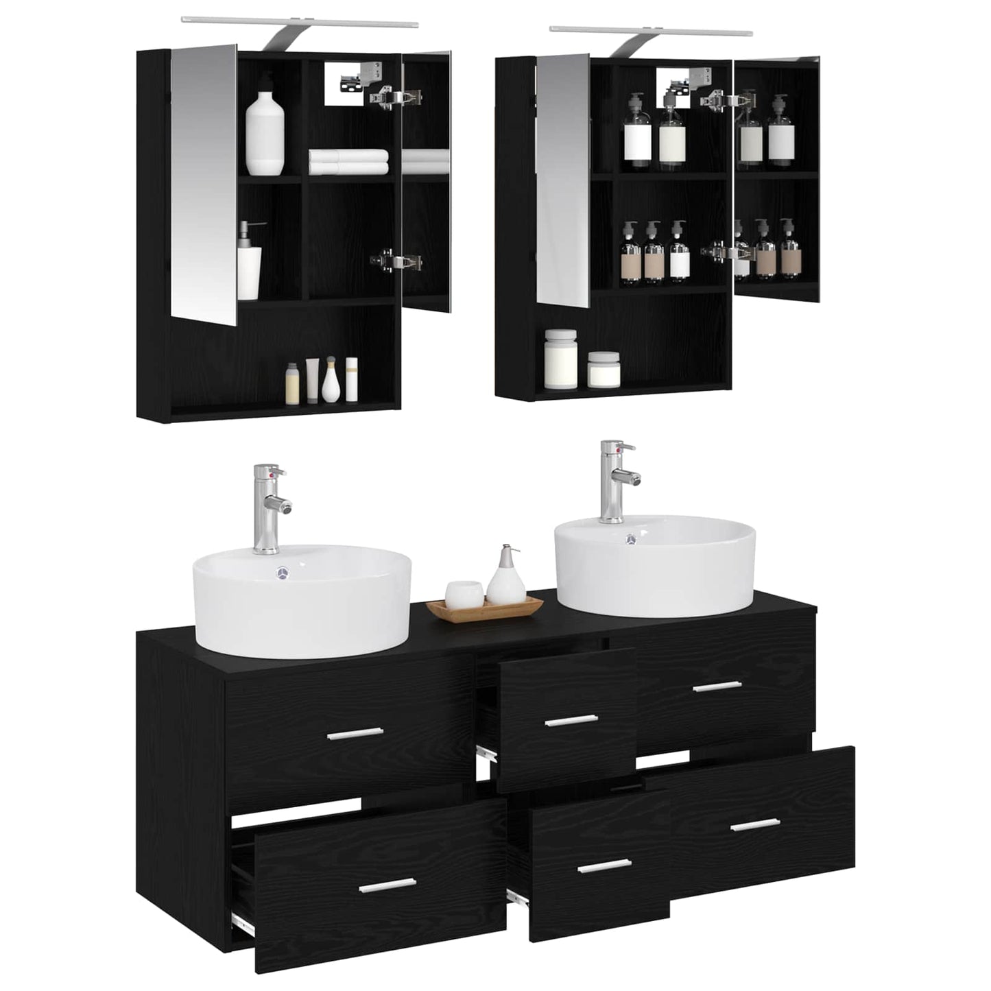 Bathroom Furniture Set 5 pcs Black Oak