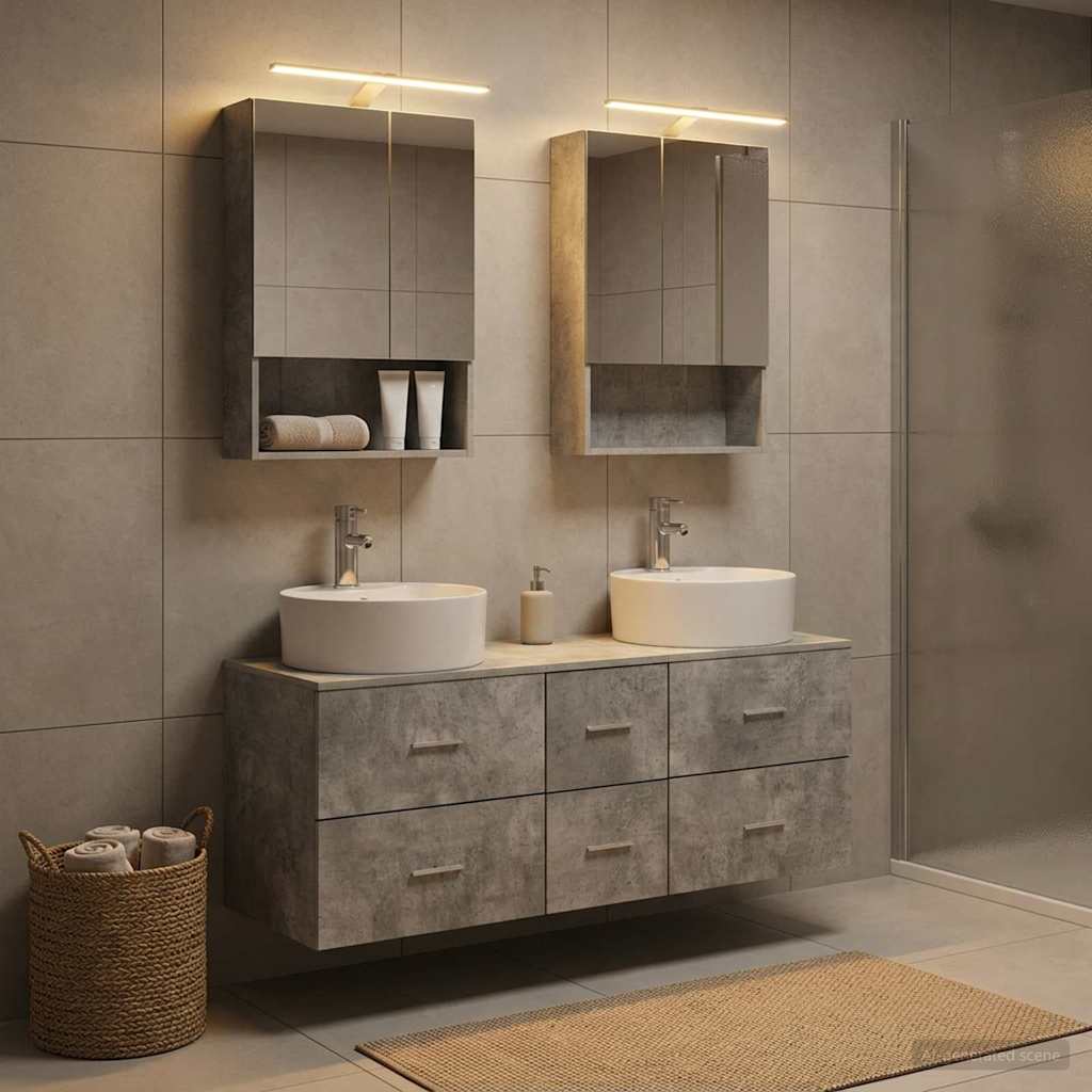 Bathroom Furniture Set 5 pcs Concrete Grey