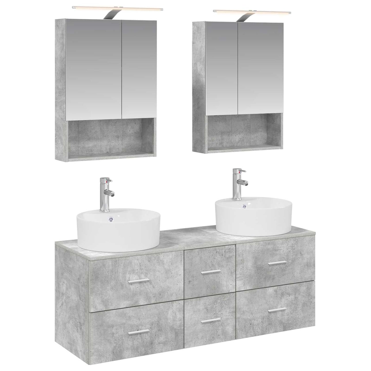 Bathroom Furniture Set 5 pcs Concrete Grey