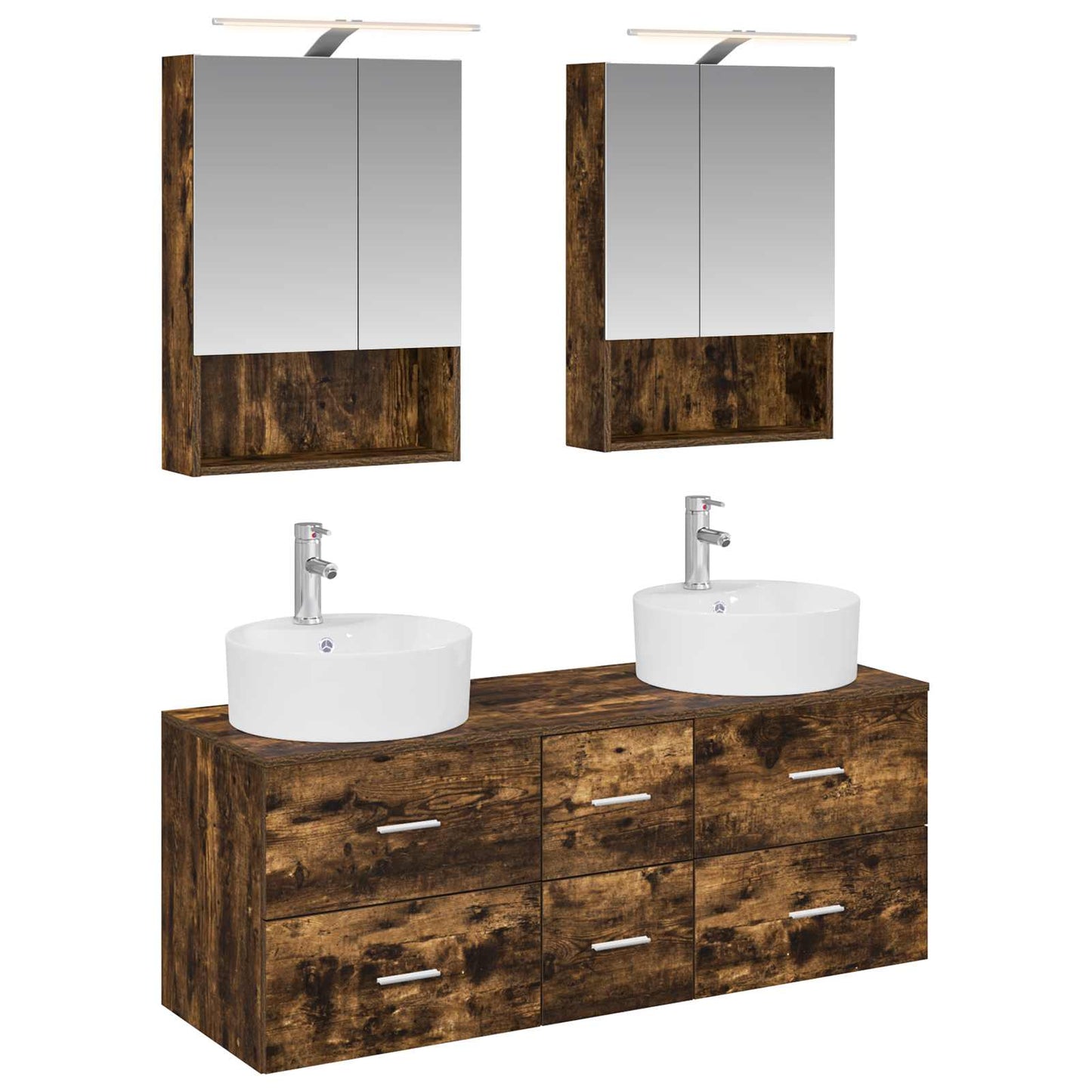 Bathroom Furniture Set 5 pcs Smoked Oak