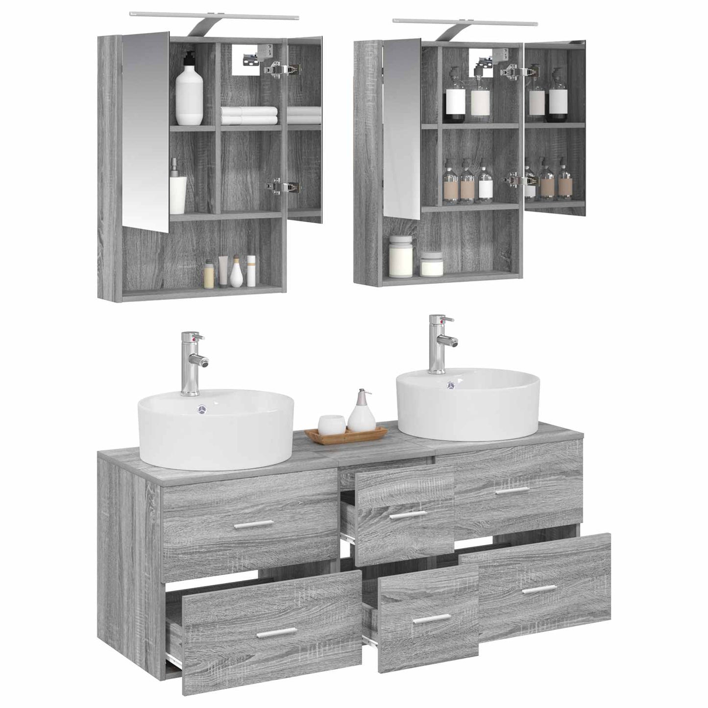 Bathroom Furniture Set 5 pcs Grey Sonoma
