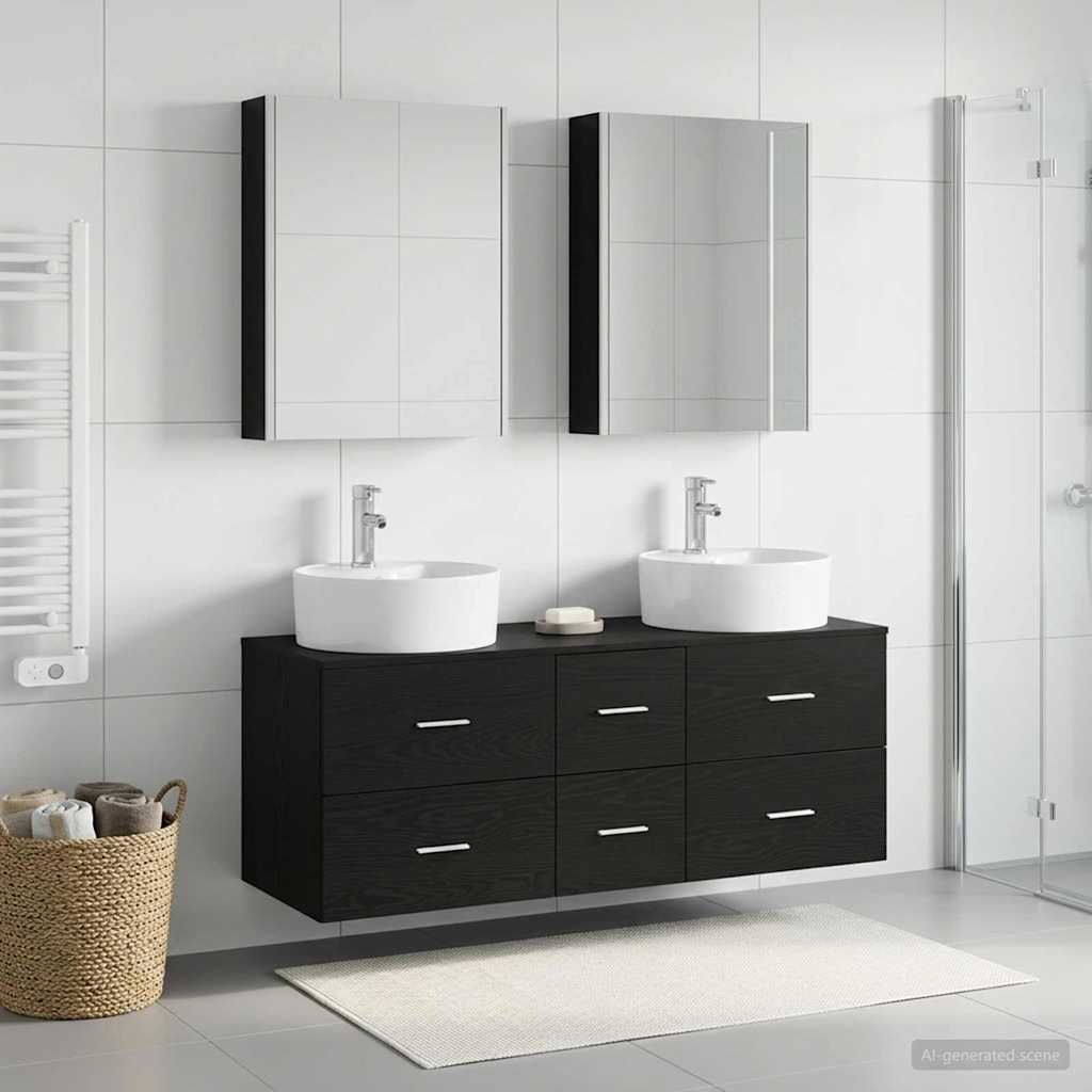 Bathroom Furniture Set 5 pcs Black Oak