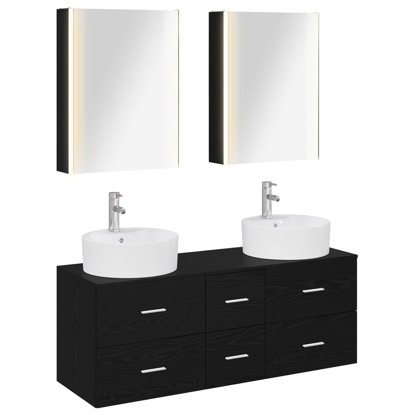 Bathroom Furniture Set 5 pcs Black Oak