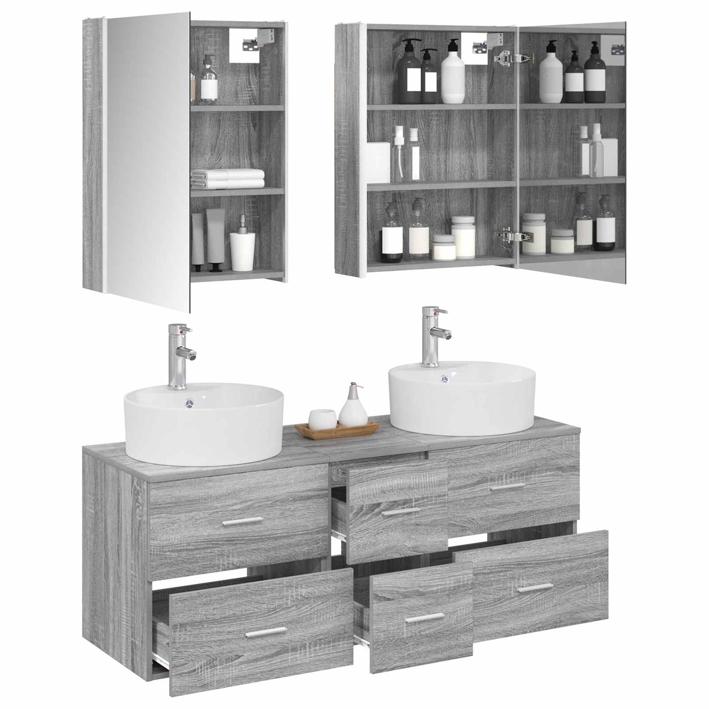 Bathroom Furniture Set 5 pcs Grey Sonoma