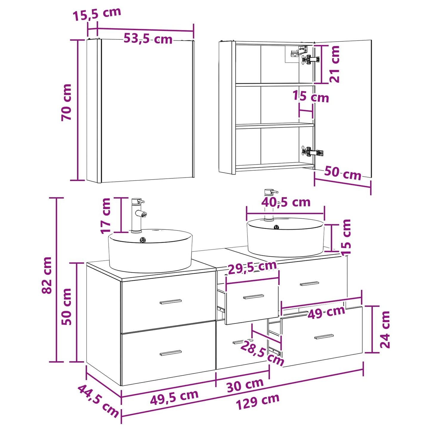Bathroom Furniture Set 5 pcs Artisan Oak