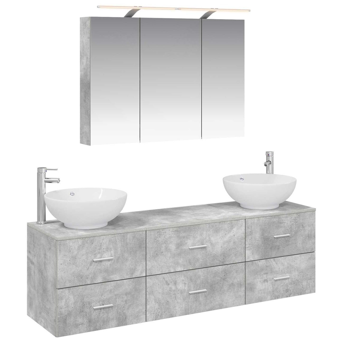 Bathroom Furniture Set 4 pcs Concrete Grey