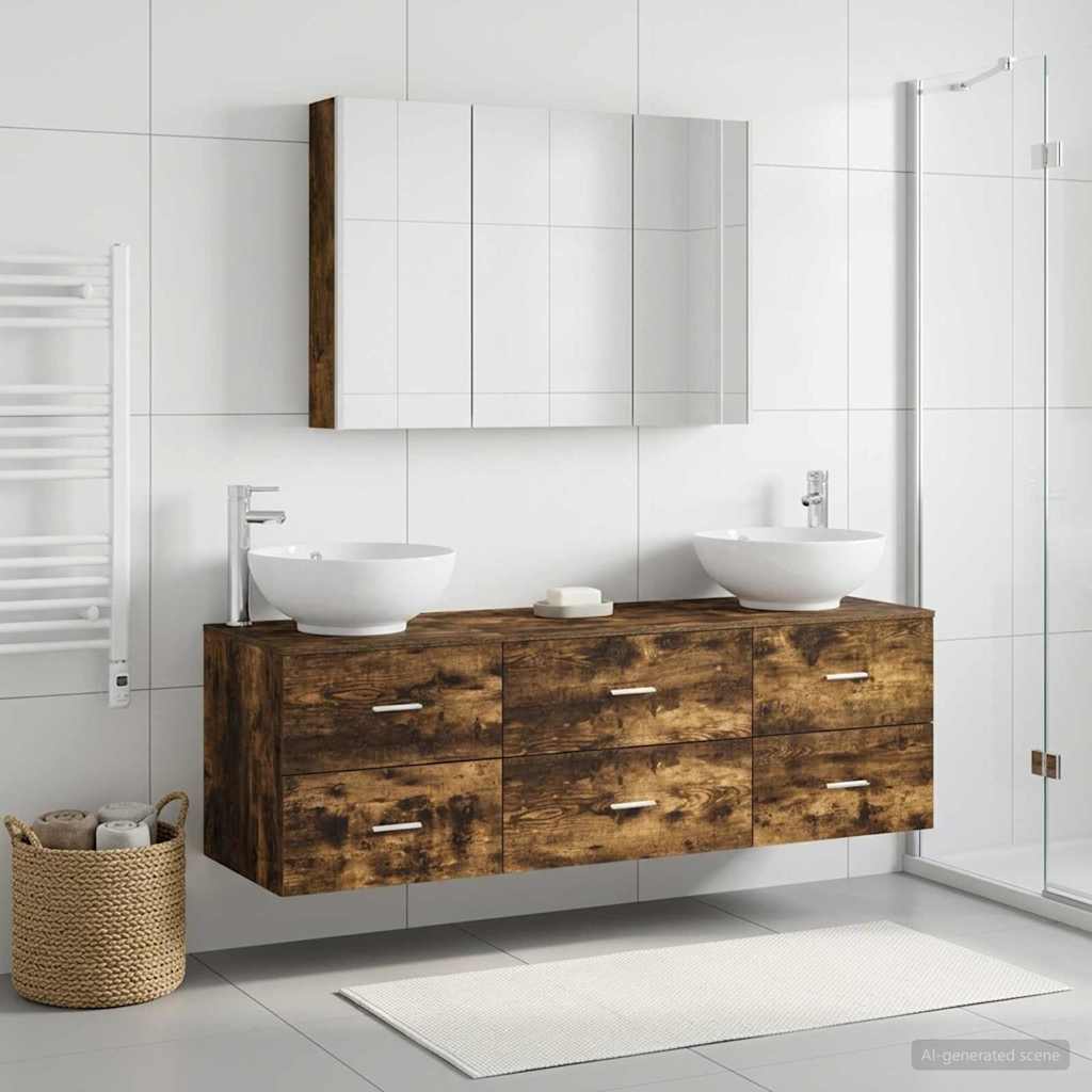 Bathroom Furniture Set 4 pcs Smoked Oak