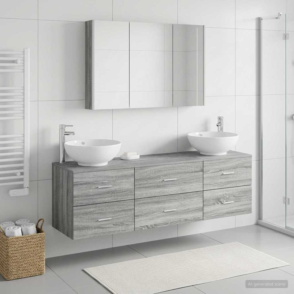 Bathroom Furniture Set 4 pcs Grey Sonoma