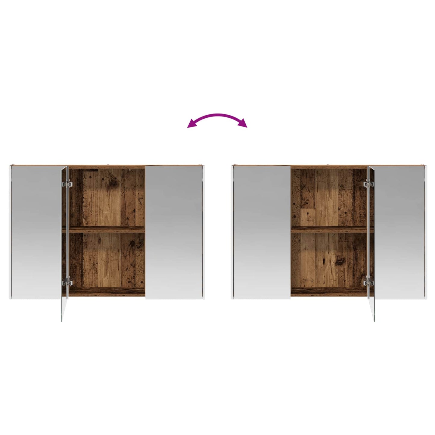 Bathroom Furniture Set 4 pcs Old Wood Engineered Wood and Glass