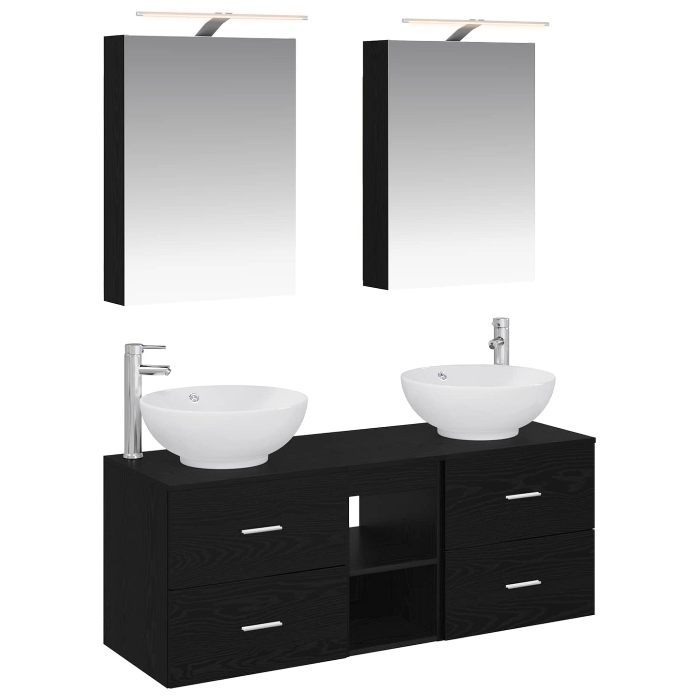 Bathroom Furniture Set 5 pcs Black Oak