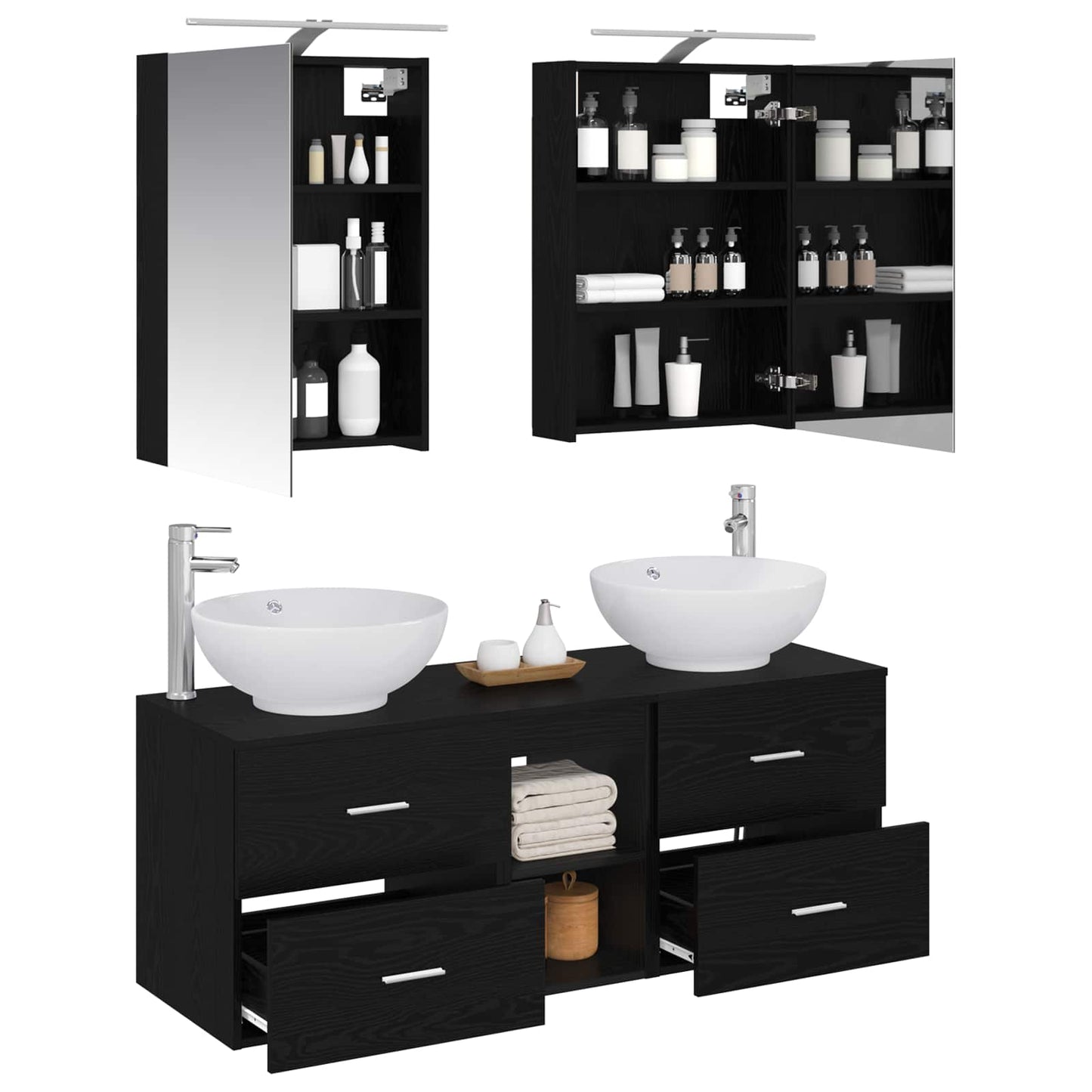 Bathroom Furniture Set 5 pcs Black Oak