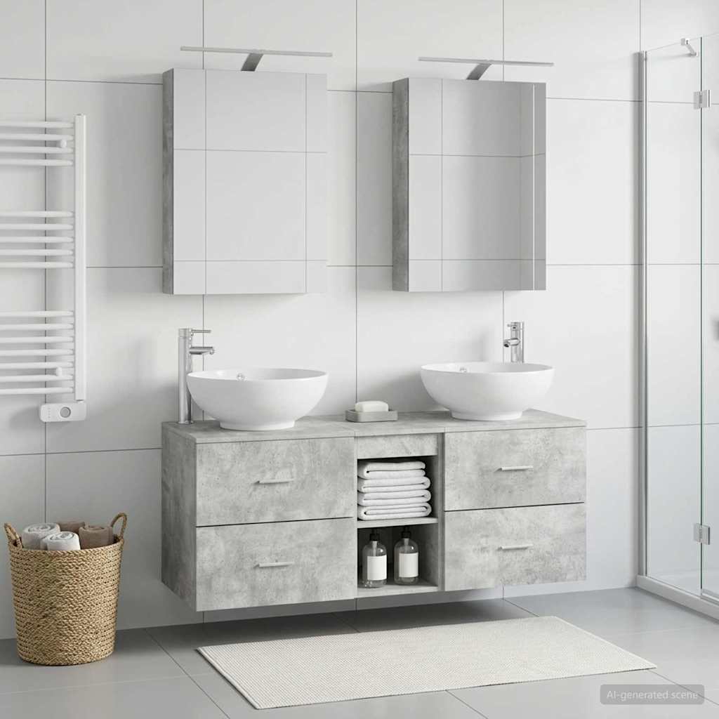 Bathroom Furniture Set 5 pcs Concrete Grey