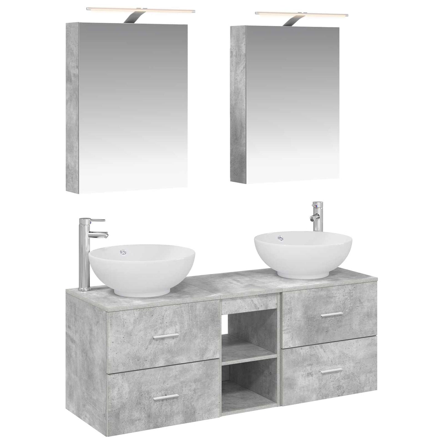 Bathroom Furniture Set 5 pcs Concrete Grey