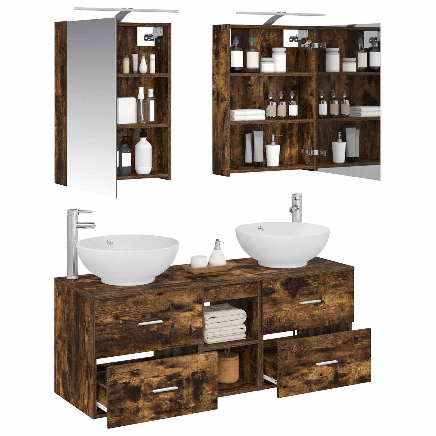 Bathroom Furniture Set 5 pcs Smoked Oak