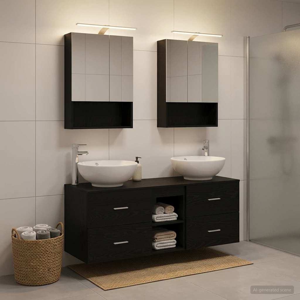 Bathroom Furniture Set 5 pcs Black Oak