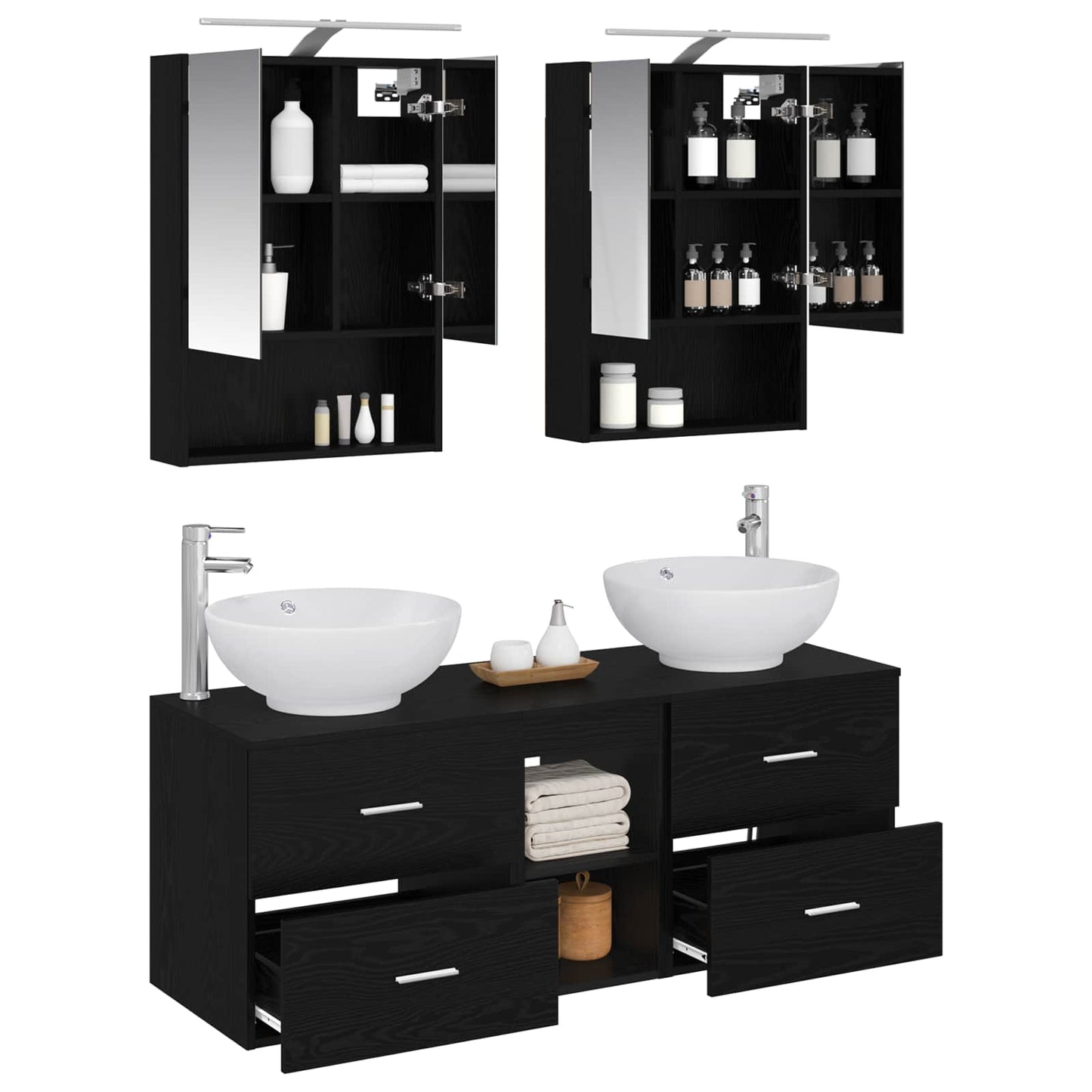 Bathroom Furniture Set 5 pcs Black Oak