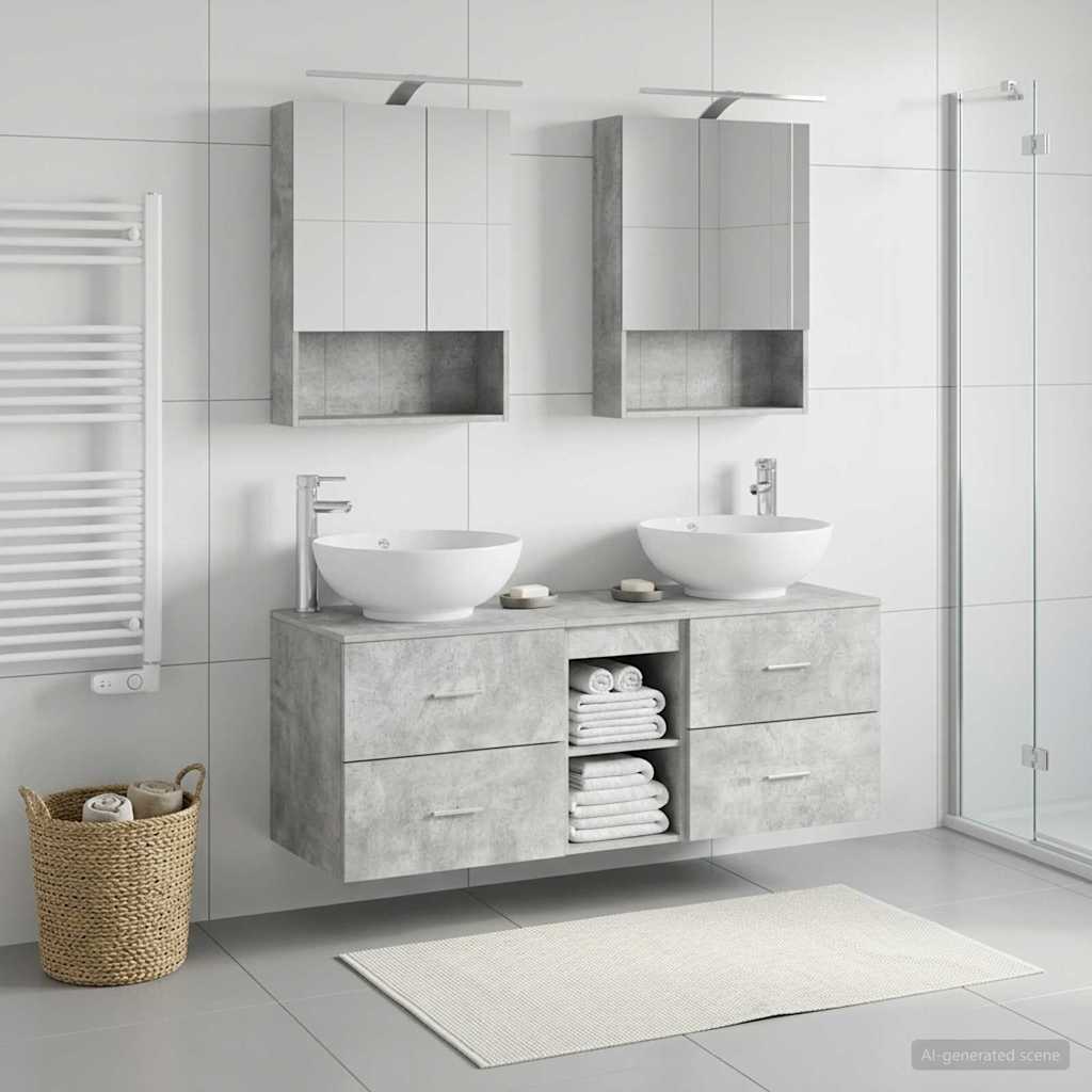 Bathroom Furniture Set 5 pcs Concrete Grey