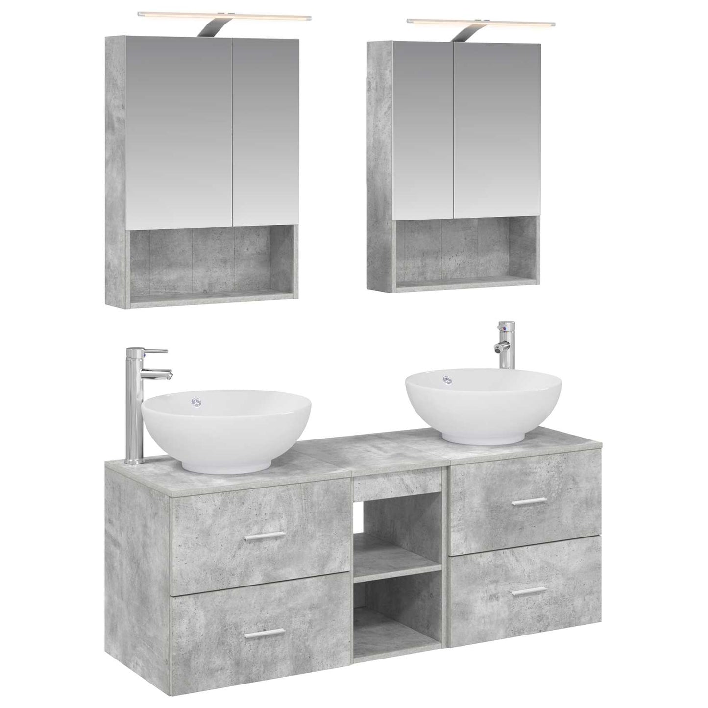 Bathroom Furniture Set 5 pcs Concrete Grey