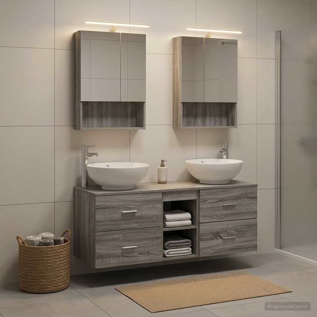 Bathroom Furniture Set 5 pcs Grey Sonoma