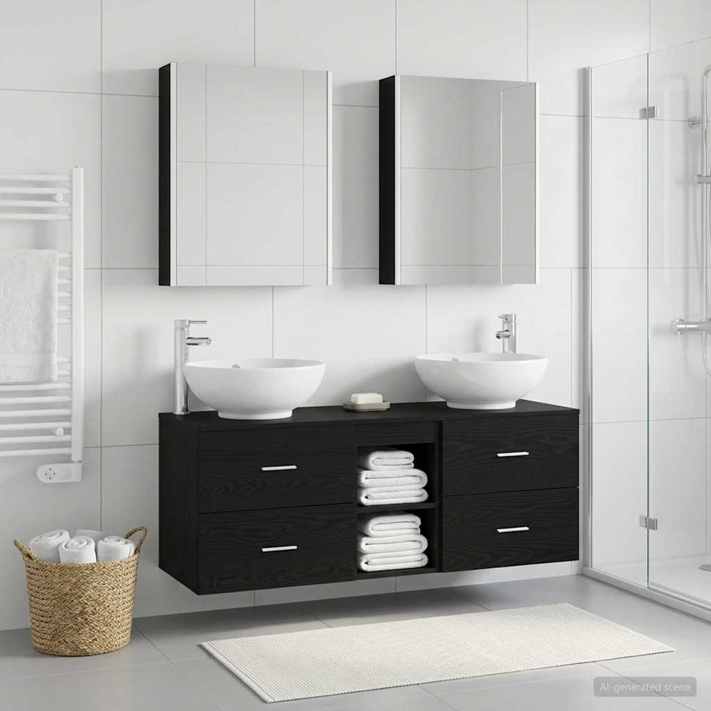 Bathroom Furniture Set 5 pcs Black Oak