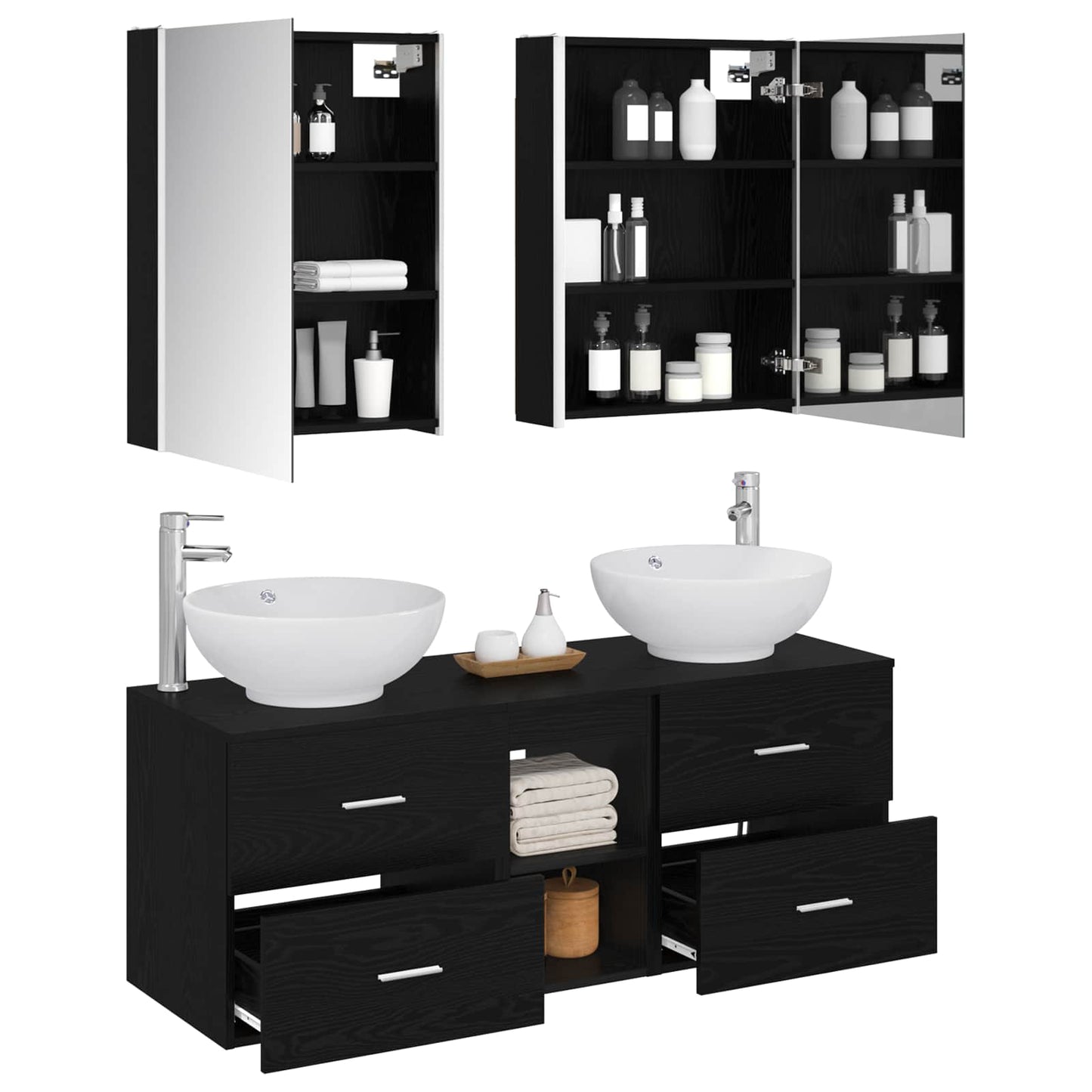 Bathroom Furniture Set 5 pcs Black Oak