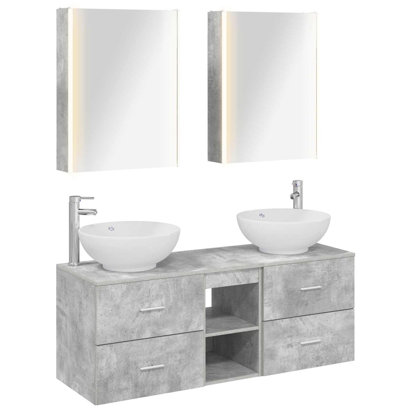 Bathroom Furniture Set 5 pcs Concrete Grey