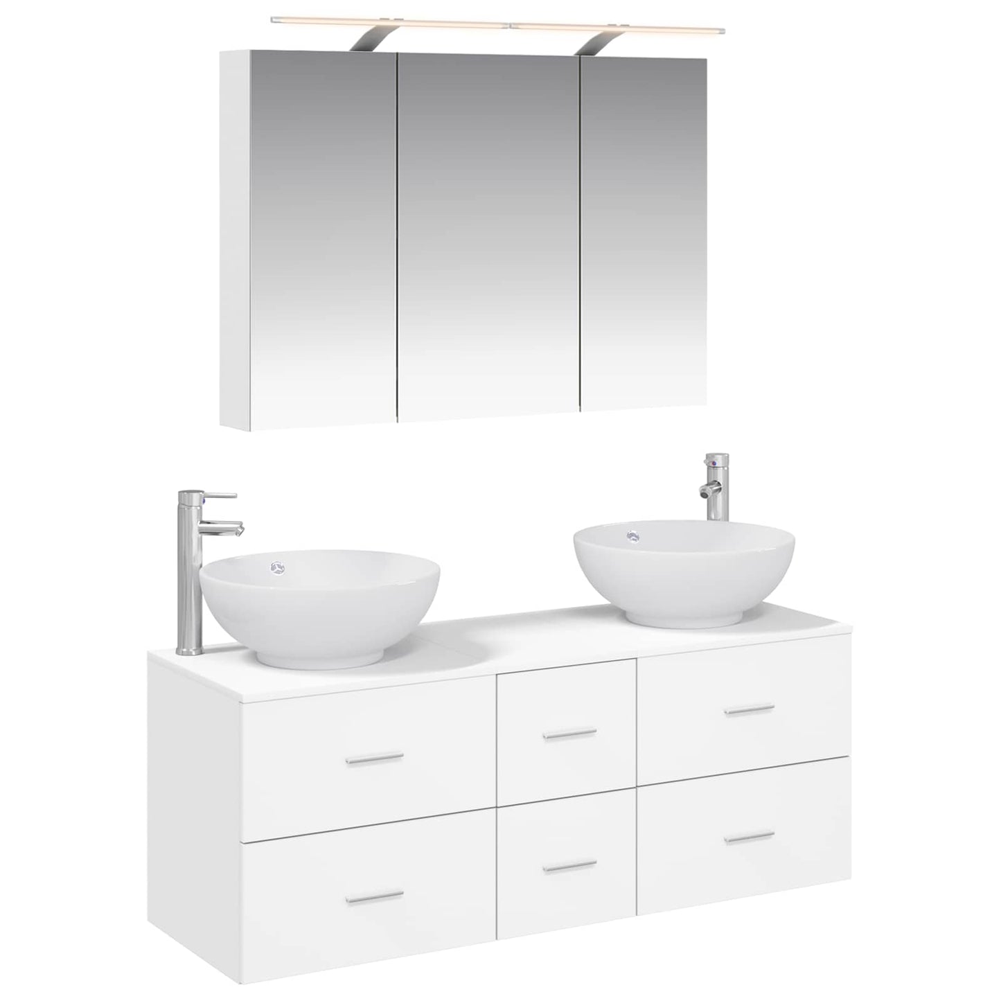 Bathroom Furniture Set 4 pcs White Engineered Wood and Glass