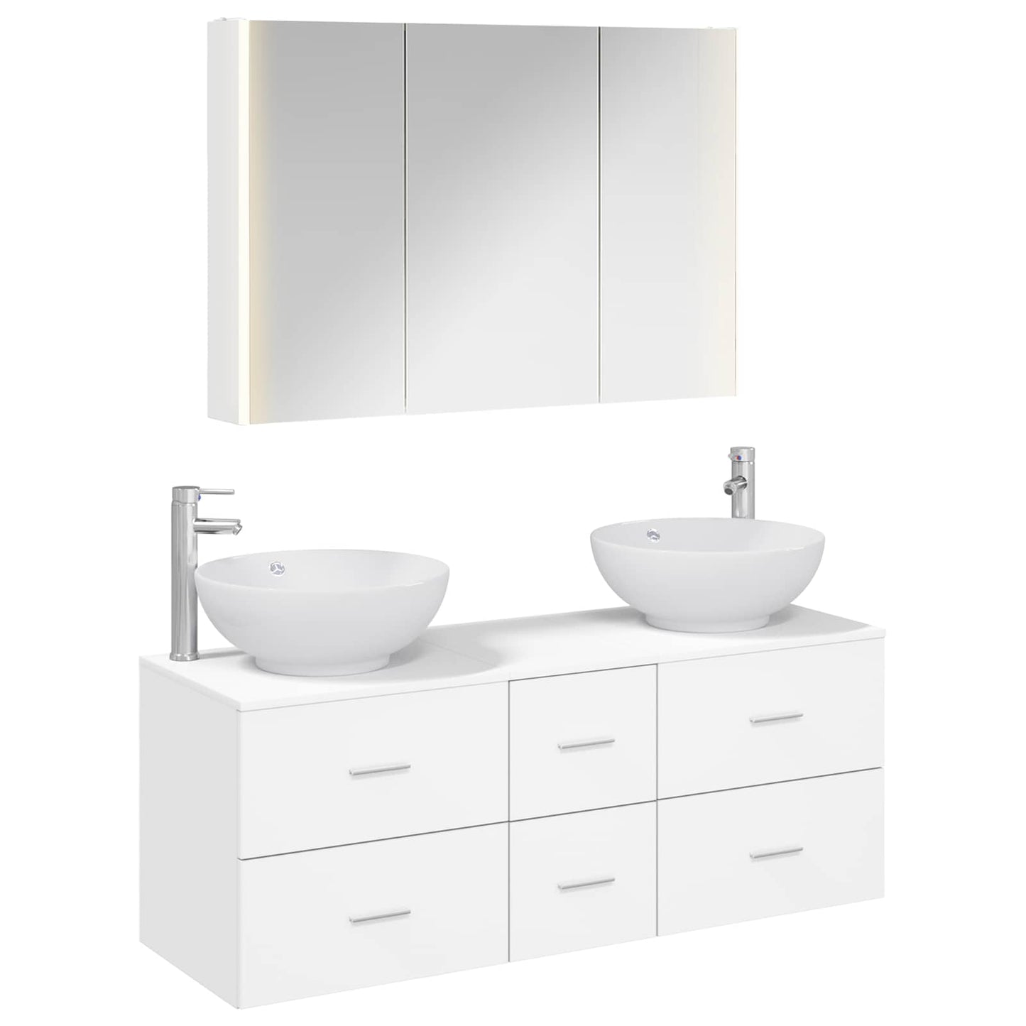 Bathroom Furniture Set 4 pcs White Engineered Wood and Glass