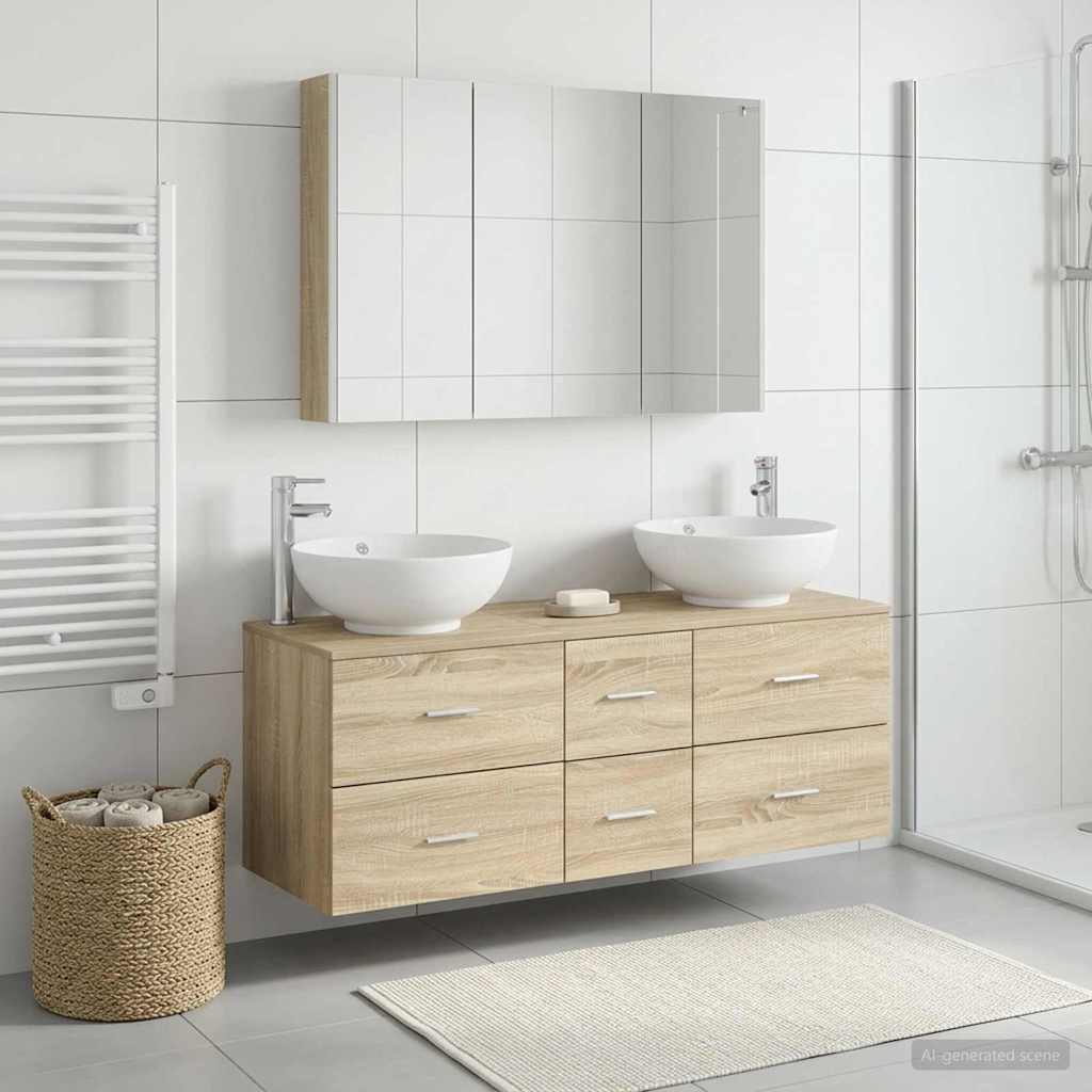 Bathroom Furniture Set 4 pcs Sonoma Oak